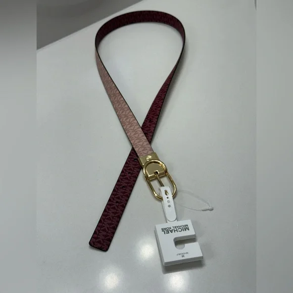 Michael Kors Pink and Burgundy REVERSIBLE Women's Belt M NWT - Picture 1 of 9